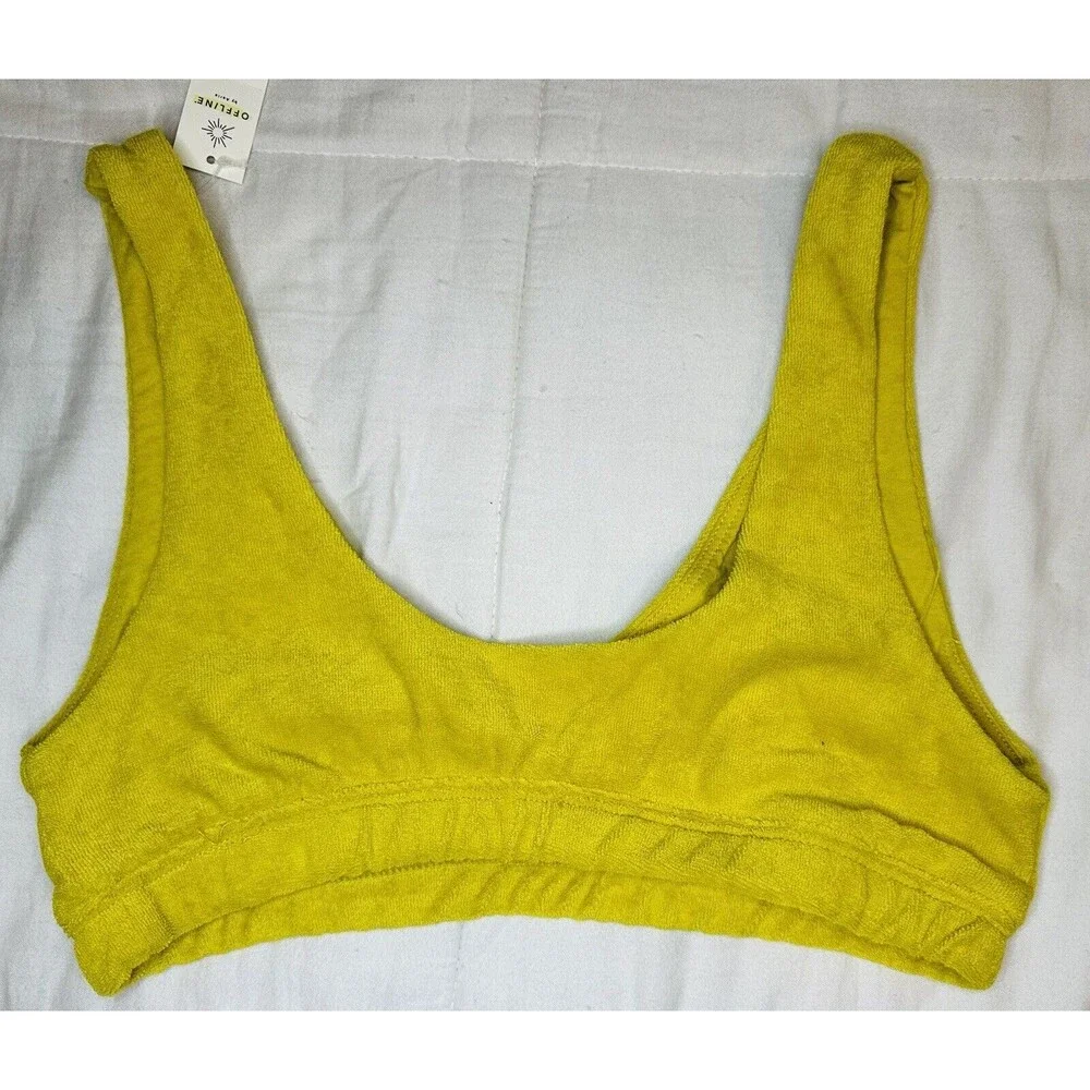 OFFLINE By AERIE‎ Yellow Terry Recharge Least Support Bralette SZ SMALL NWT